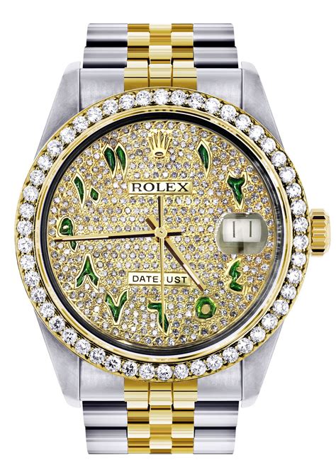 rolex green face gold diamonds